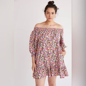 NWT Anthropologie Floral Off Shoulder Dress – Relaxed Feminine Silhouette M
